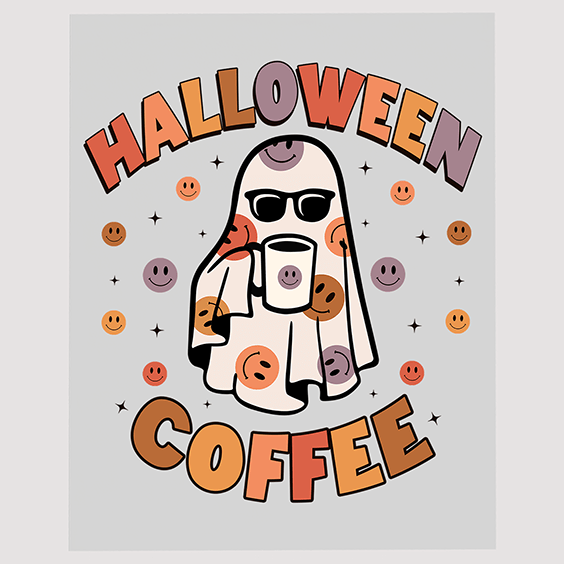 Halloween Coffee Ghost DTF Transfer