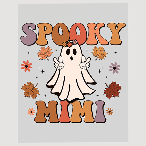 Spooky Mimi Ghost DTF Transfer - Cute Autumn Spirit Decoration