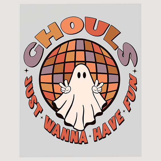 Disco Ghost 'Ghouls Just Wanna Have Fun' DTF Transfer - Party Spirit Decoration