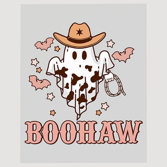 Boohaw Cowboy Ghost DTF Transfer | Western Halloween Graphic