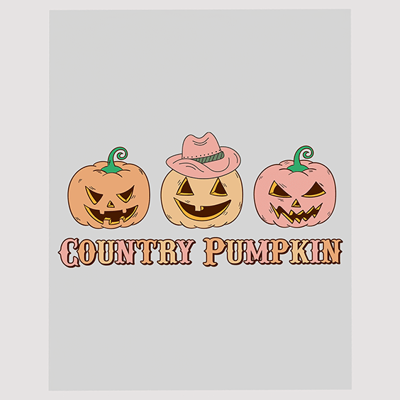 Country Pumpkin Halloween DTF Transfer | Trio of Cowboy Pumpkins
