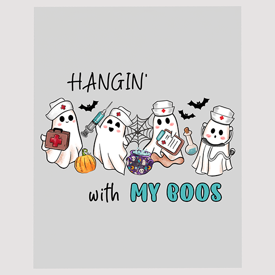 Hangin' with My Boos Halloween DTF Transfer | Medical Ghosts Design