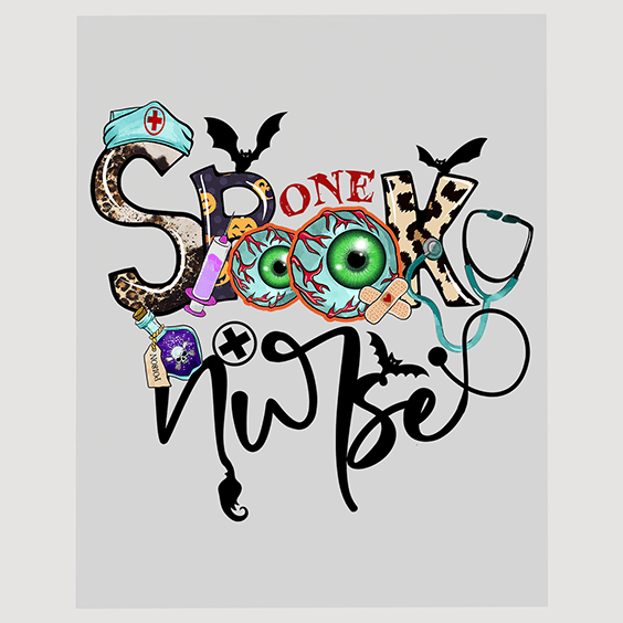 Spooky Nurse Halloween DTF Transfer | Medical Professional Festive Design