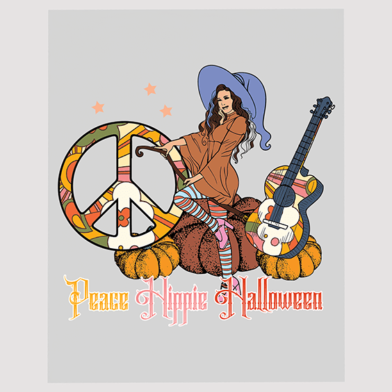 Boho Witch Peace and Music Halloween DTF Transfer