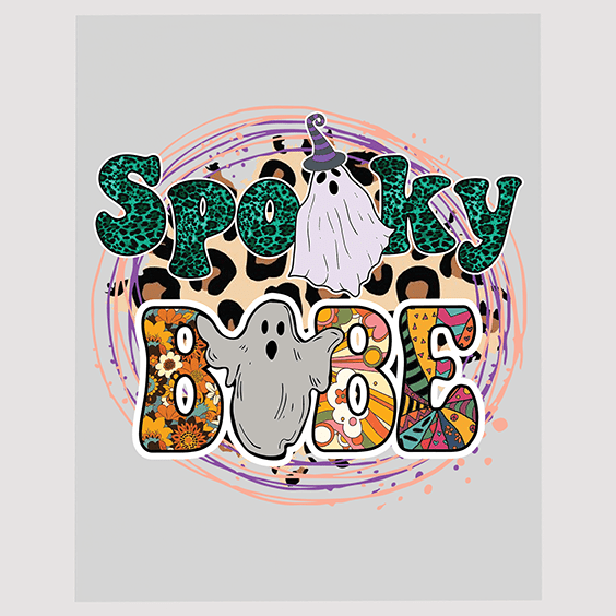 Spooky Boo with Ghostly Flair DTF Transfer