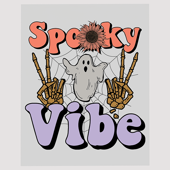 Spooky Vibe with Web and Flowers DTF Transfer